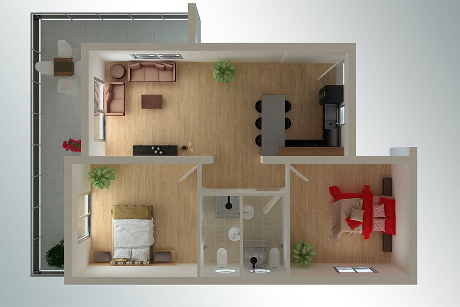Blue 2+1 Apartment plan4